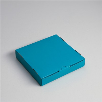 Коробка самосборная, с окном, голубая, 16 х 16 х 3 см