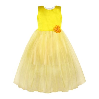 Нарядное жёлтое платье для девочки 83122-ДН18