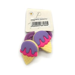 Резинка д/волос  Пирожное-мороженое Фиолетовая/2шт блистер