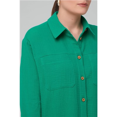 Рубашка зелёная из муслина