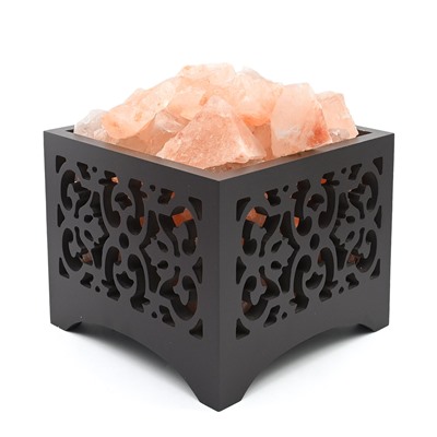 Солевая лампа из Гималайской соли "Камин тёмный" 160*160*160мм 3-4кг, свечение белое.