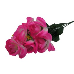 Букет   ЭКОНОМ Роза искусственная 6гол. 44см розово-белая YV-001  (вып.по 5шт.)
