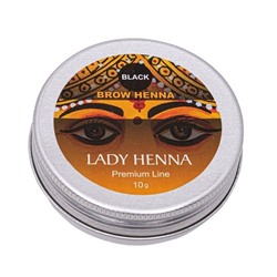 Lady Henna Краска для бровей на основе хны чёрная / Premium Line