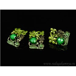 Кольцо Серьги с муранским стеклом цв. зеленый