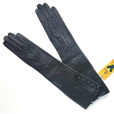 Высокие перчатки из перфорированной натуральной кожи (черные)