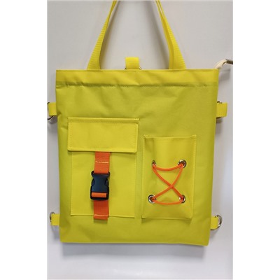 Оригинальная женская сумка-рюкзак Smile желтый с оранжевым шнурком