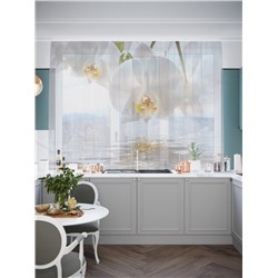 Кухонный фототюль Белые орхидеи