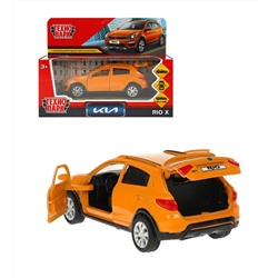 Технопарк. Модель "Kia Rio X" 12 см, металл двери, багаж, инерц, оранжевый, арт.XLINE-12-OG