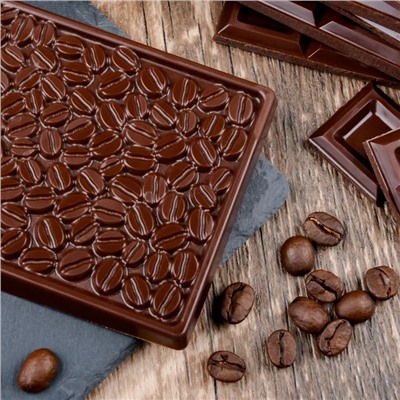 Форма силиконовая для шоколада «Плитка кофейное зерно»