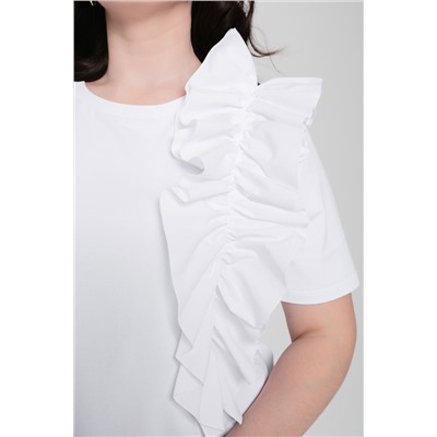 Блузка белая с хлопковым воланом