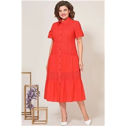 Красное женское платье с вышивкой 5275-7