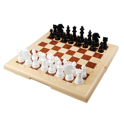 Настольная игра 3 в 1 «Шашки-Шахматы-Нарды» большие (бежевые)