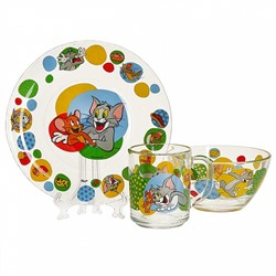 Набор посуды 3 предмета детский КРС-1804 "Том и Джерри" (стекло)