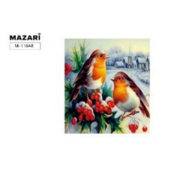 Алмазная мозаика по номерам с мольбертом 21х25 см "Птицы на ветке" Частичная выкладка M-11848 Mazari