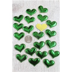 Патч 3D, кожзам "Сердце" 3,6*3 см (20 шт) SF-1542, зеленый