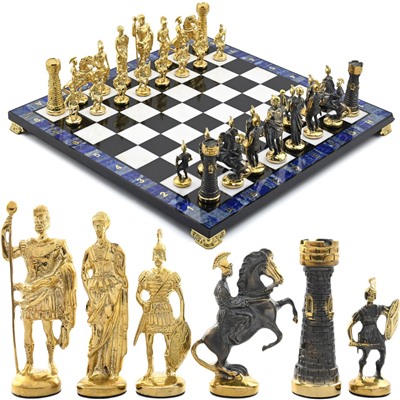 Шахматы подарочные с лазуритом "Римские" 375*375мм