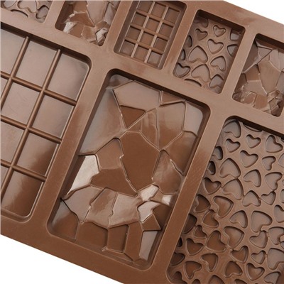 Форма силиконовая для шоколада «Плитка супер микс 9 в 1»