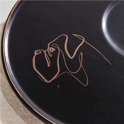 Чайная пара керамическая с ложкой «Силуэт», 2 предмета: кружка 260 мл, тарелка d=19,6 см, рисунок МИКС