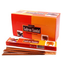 SAFFRON SANDAL Premium Masala Incense, Nandita (ШАФРАН САНДАЛ премиум благовония палочки, Нандита), 15 г.