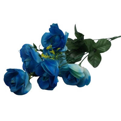 Букет   ЭКОНОМ Роза искусственная 6гол. 44см сине-голубая YV-001  (вып.по 5шт.)