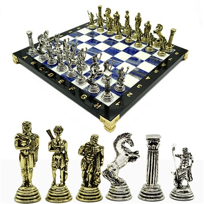 Шахматы подарочные с лазуритом "Посейдон" 275*275*25мм