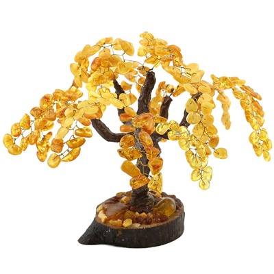 Дерево из янтаря цв.лимонный, медовый, молочно-медовый, 13см