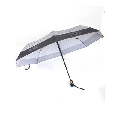 Зонт женский ТриСлона-L 3808,  R=58см,  суперавт;  8спиц,  3слож,  набивной "Эпонж",  серый 244393