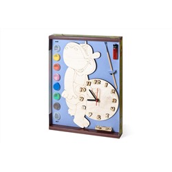 Часы с циферблатом под роспись "Бегемот" с красками арт.ДНИ 115 /20