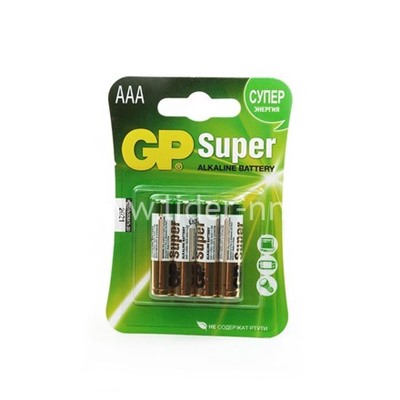 Батарейка алкалиновая GP LR03/4BL Super