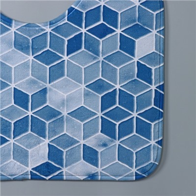 Набор ковриков для ванной и туалета Доляна «Бурлеск», 2 шт: 50×80, 40×50 см, цвет синий