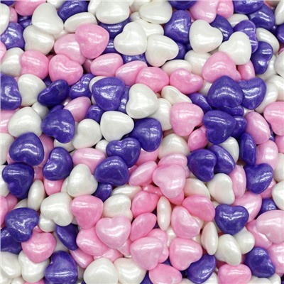 Посыпка кондитерская «Сердечки большие СМЕСЬ» (бело-розово-фиолетовый) 1 кг
