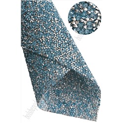 Стразовое полотно на силиконовой основе 24*40 см (SF-6004) голубой/серебро №27