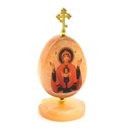 Яйцо из селенита на подставке с крестом "Б.М.Неупиваемая чаша" 47*47*105мм