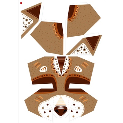 Полигональные маски своими руками «Щенок и Кошечка» (2 маски)