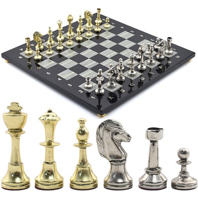 Шахматы подарочные с металлическими фигурами "Стаунтон", 350*350мм