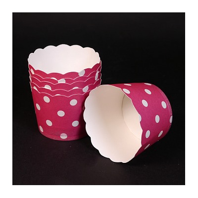 Бумажные стаканчики для кексов Малиновые в горох 50*45 мм, 50 шт