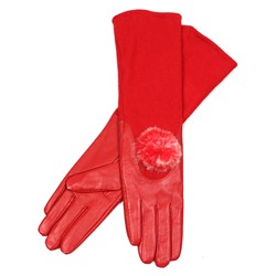 Длинные перчатки кашемир с натуральной кожей (размер 6)
