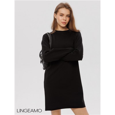 Женское платье с рукавом реглан из футера 2-х нитки Lingeamo черный ВП-11 (35)