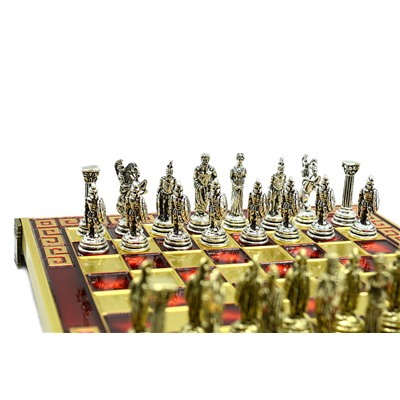 Шахматы сувенирные с металлическими фигурами "Троя" 205*205мм.