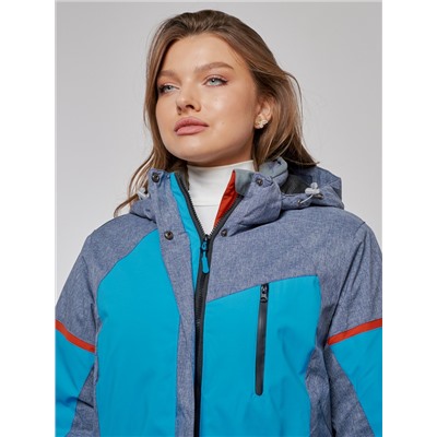 Горнолыжная куртка женская зимняя большого размера синего цвета 2272-3S