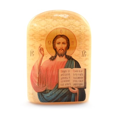 Икона из селенита "Иисус Спаситель" арка малая, 37*30*50мм