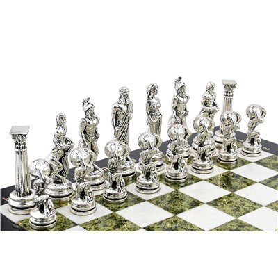 Шахматы подарочные из камня змеевик "Атлас", 450*450мм