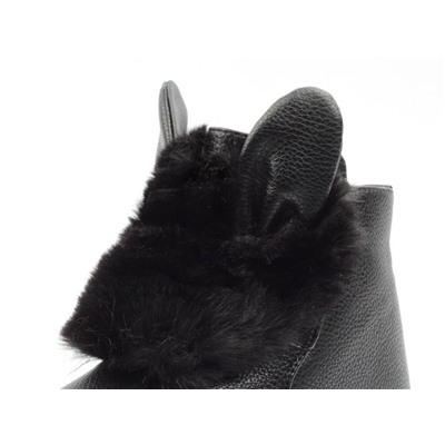 HW962-1 BLACK Ботинки зимние женские (искусственная кожа, искусственный мех) размер 36