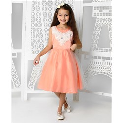 Нарядное платье для девочки персикового цвета 84033-ДН19