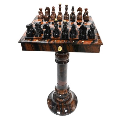 Шахматный стол из камня обсидиан 430*430*860мм