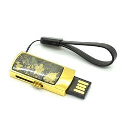 USB флешка с камнем пирит, на 32GB, золотистая