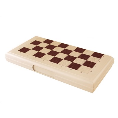 Шашки-шахматы в бежевой пластиковой коробке (малые)