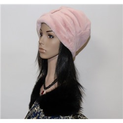 Женская шапка "Каролина" экомех, розовый жемчуг