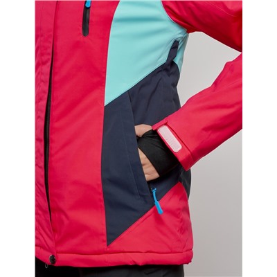 Горнолыжная куртка женская зимняя розового цвета 2201-1R