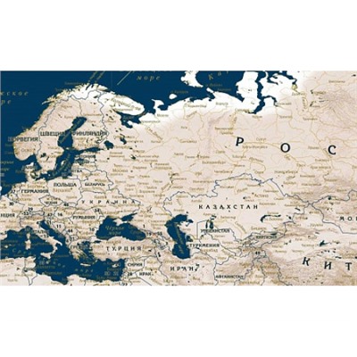Дизайнерская настенная политическая карта карта мира в морском стиле, синяя (35 млн) 116х73см.